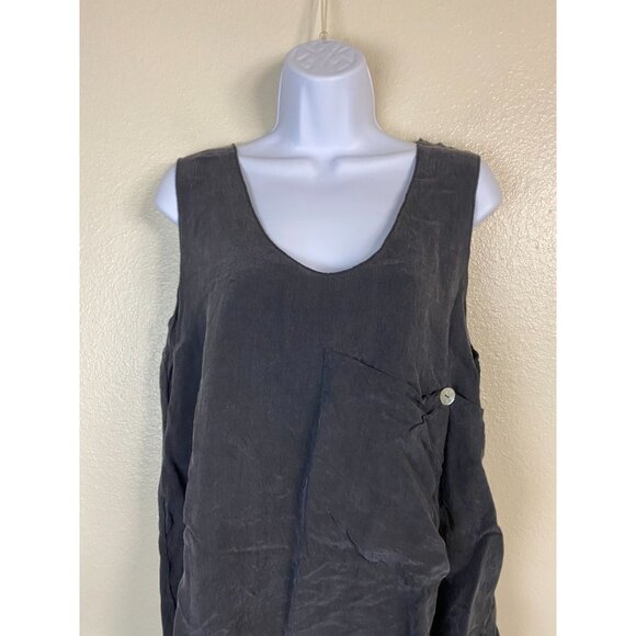 Otis & Maclain Black Silk Tank Top Size Small Lagenlook Lightweight Minimalist - Picture 9 of 16